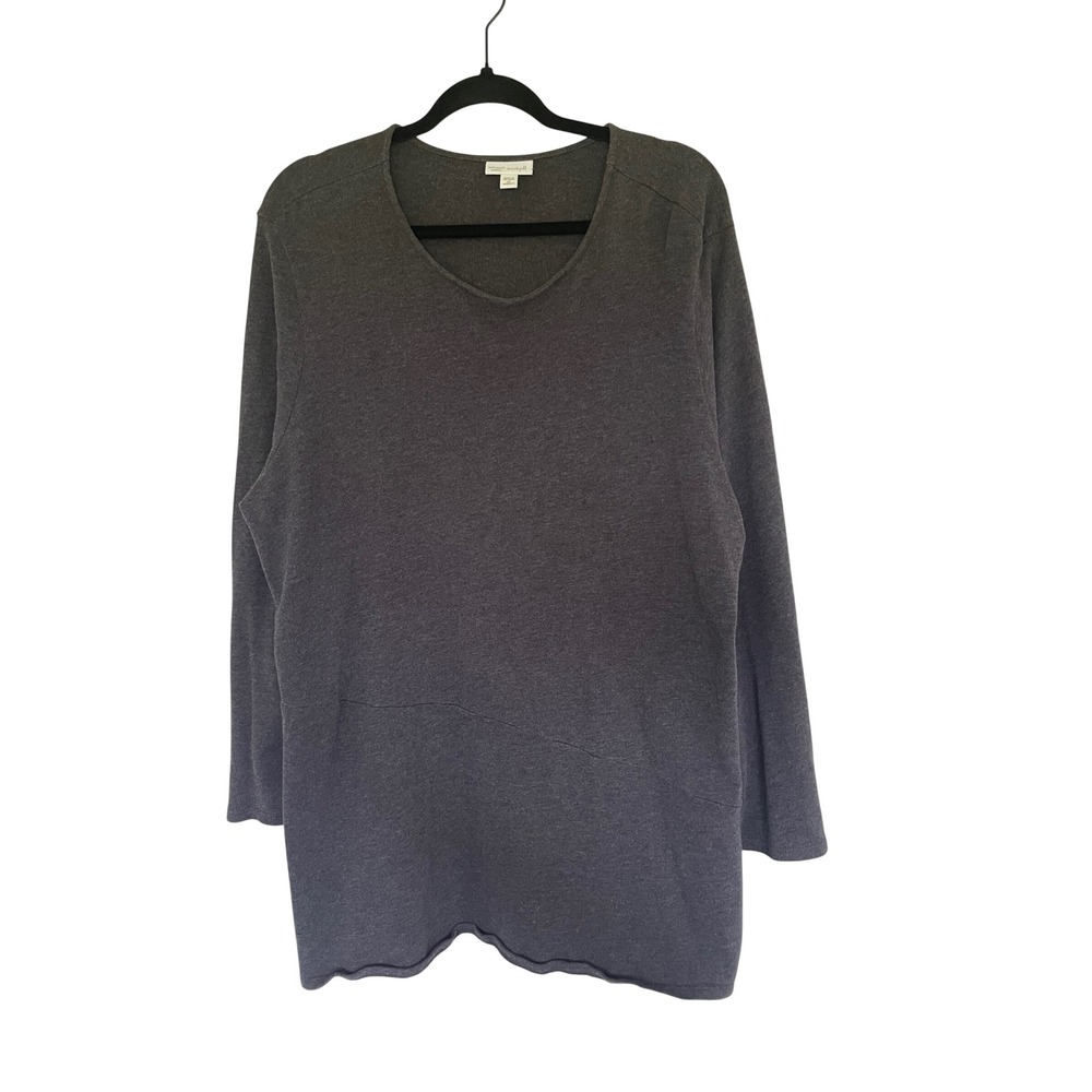 Pure Jill Soft-Touch Cotton Tunic Top Charcoal Gray 2X Stretch Minimalist Flowy